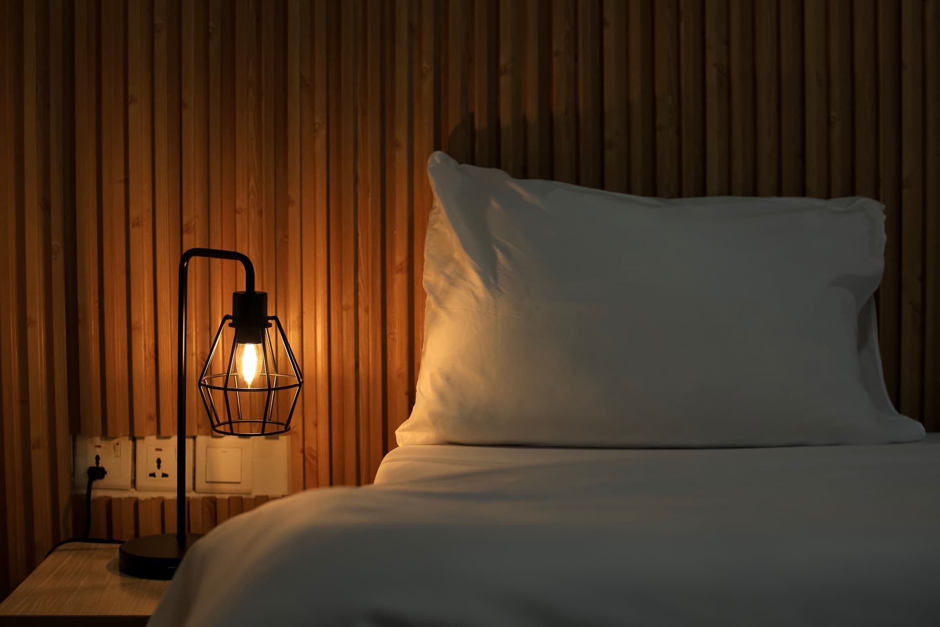 Bedroom lamp and headboard